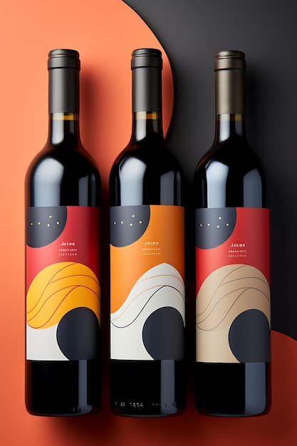 Colorful Contemporary Wine Bottle Packaging With a Bold and Vibrant C creative concept ideas design