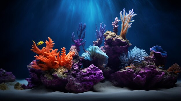 Photo colorful coral reef in the black background