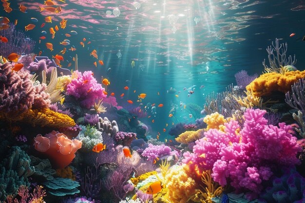 A colorful coral reef teeming with marine life oct