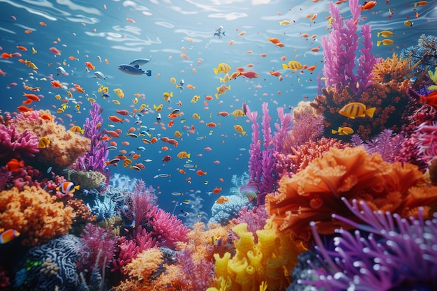 A colorful coral reef teeming with marine life oct