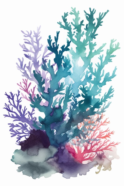 黒い輪郭を持つカラフルなサンゴ礁。