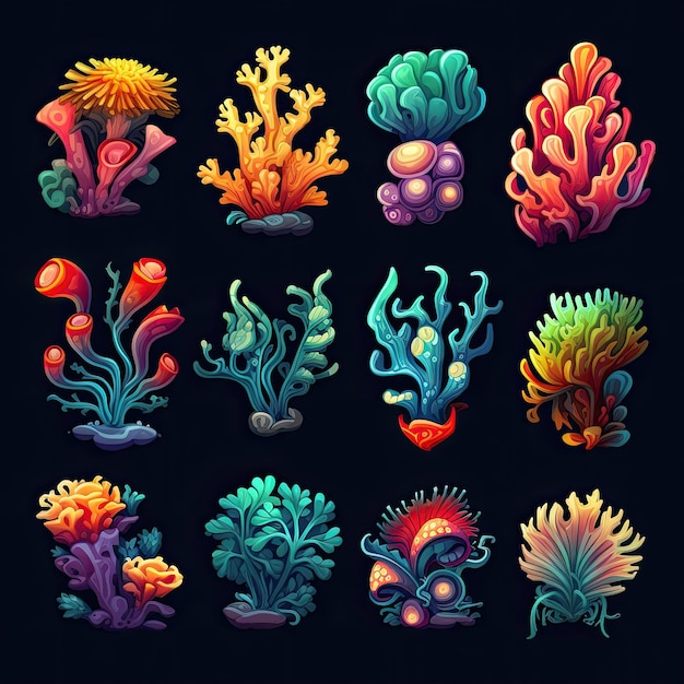 다채로운 산호 바다 인공 지능 생성 물고기 동물 다채로운 산호 바다 그림 아래 깊은 스쿠버 야생 동물