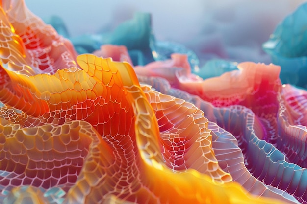 Photo a colorful coral with orange and yellow colors and a blue background