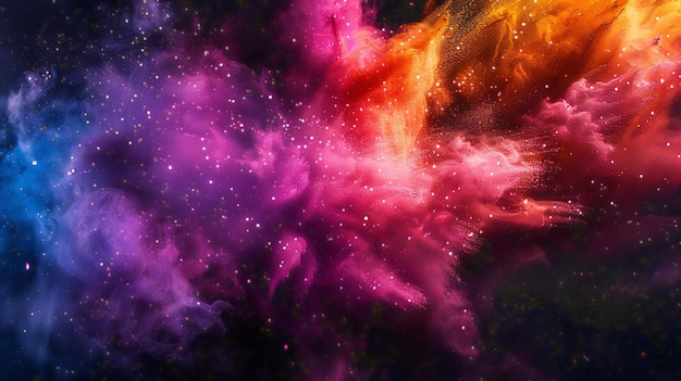 Colorful Cosmic Explosion Radiant Nebula Colors with Magical Sparkling Dust