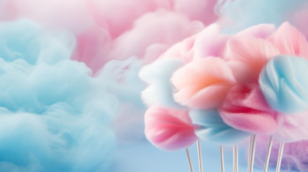 Photo colorful cotton candy in soft paste