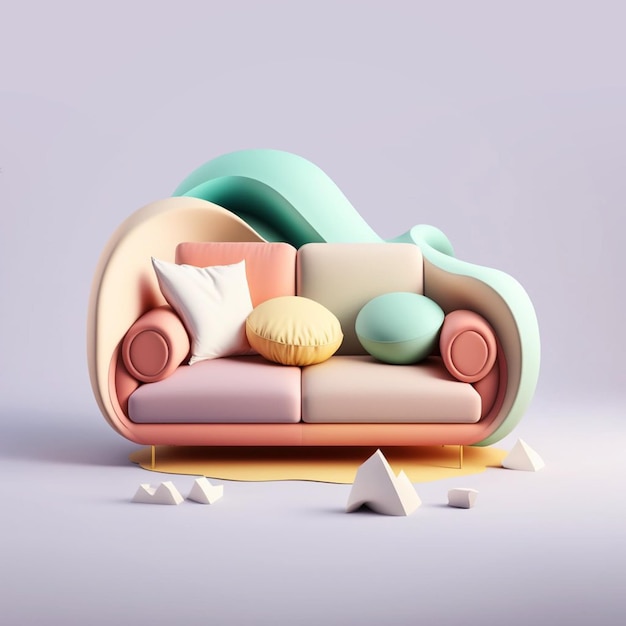 A colorful couch with a pillow on it