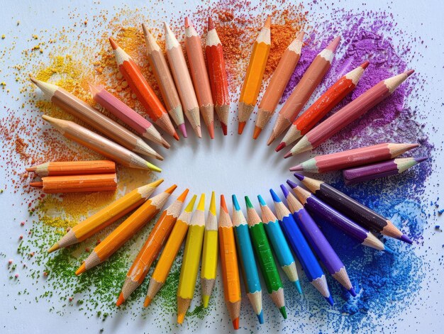 Photo colorful crayons composed of patterns