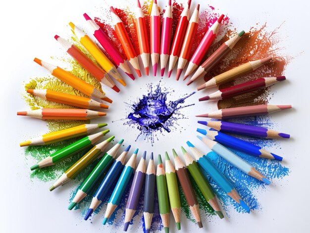 Photo colorful crayons composed of patterns