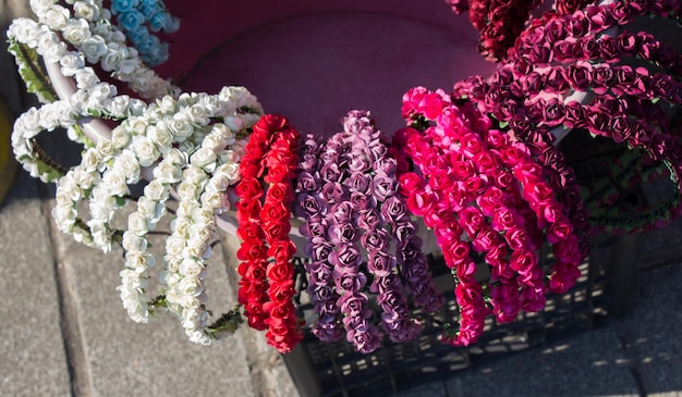 colorful crowns for sale made of fake flowers