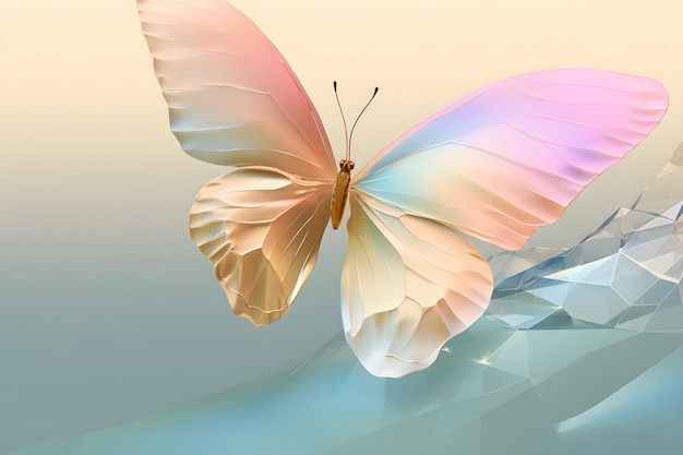 Colorful crystal butterfly on a dark background