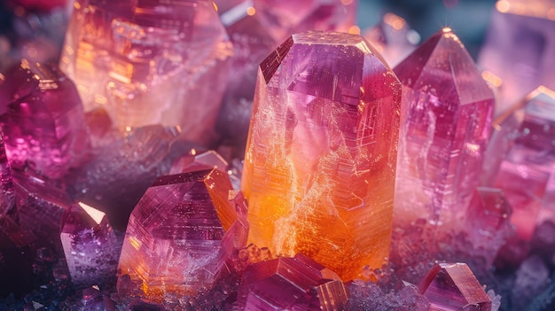 colorful crystals of amethyst on a black background closeup