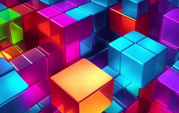 Photo a colorful cube blocks generative ai illustration