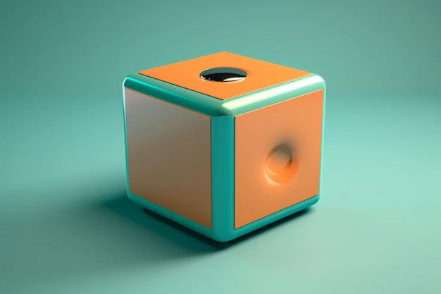 Foto un cubo colorato con un buco nel mezzo