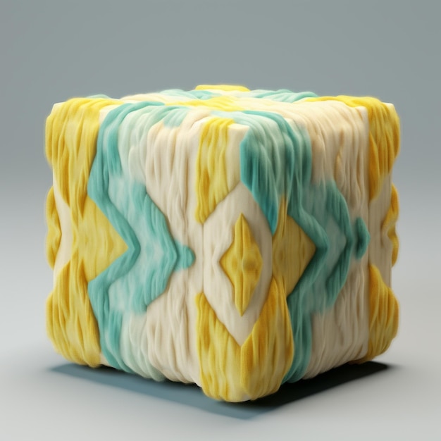 Colorful Cube With Swirly Pattern A Fusion Of Ottoman Art And Africaninspired Textile Patterns