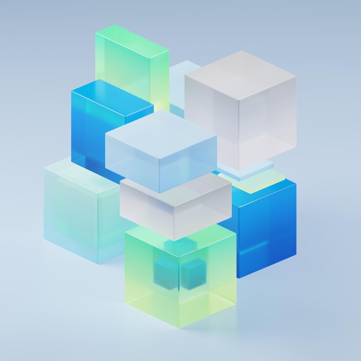 Photo a colorful cube with the word cubes on it shape cube frosted glassmorphism