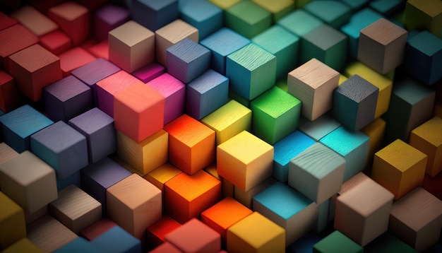 Colorful cubes in a colorful background