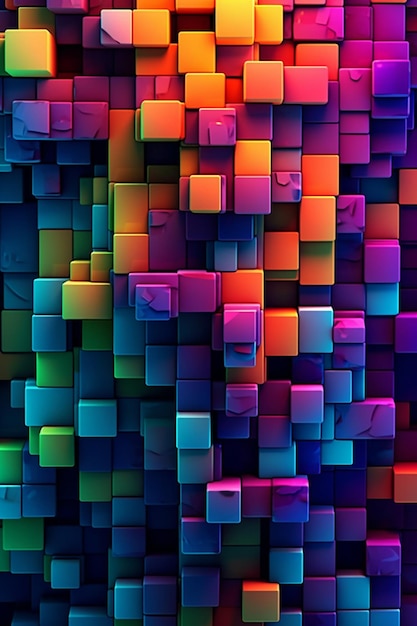 colorful cubes in a colorful display with colorful squares.