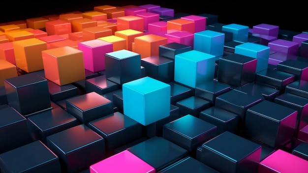 Colorful cubes digital illustration artwork abstract backgrounds