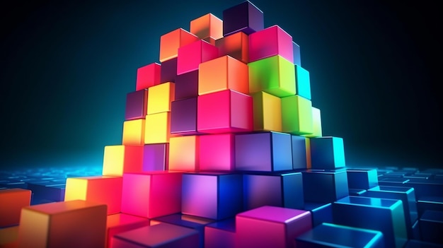 Photo colorful cubes stacked on top of each other