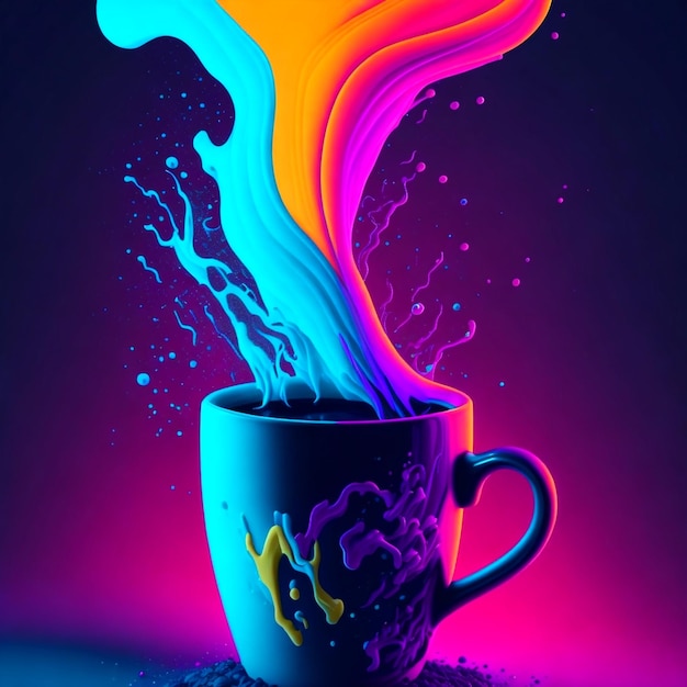 Photo a colorful cup of coffee