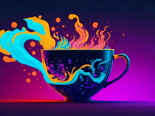 Photo a colorful cup of coffee