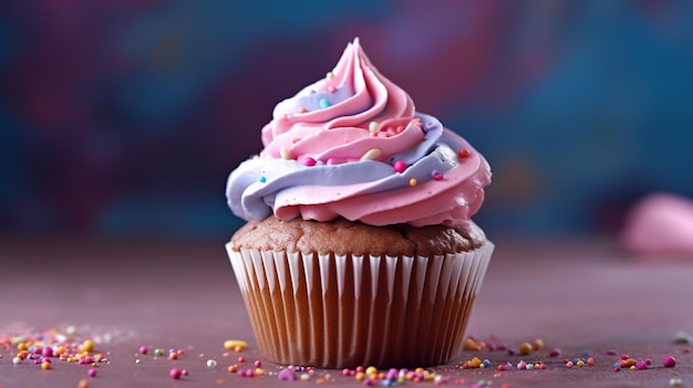 Colorful Cupcake cakes with cream Generative AI