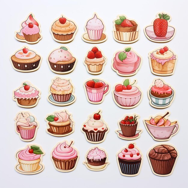 Colorful Cupcake Set Vector