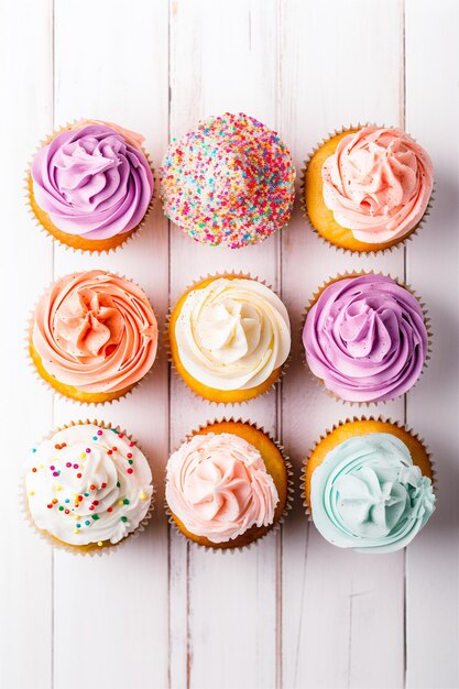 Colorful Cupcakes on White Background Delightful Treats for Every Occasion AI generated