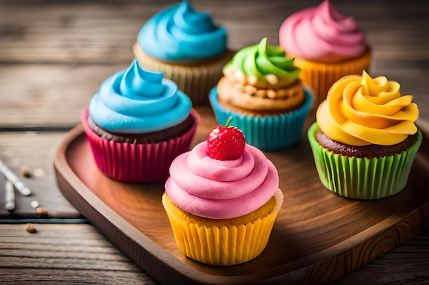 colorful cupcakes with delicious