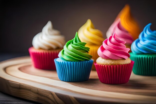 Colorful cupcakes with delicious