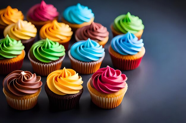 colorful cupcakes with delicious