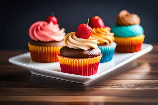 colorful cupcakes with delicious