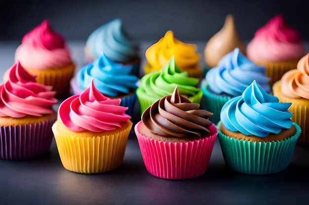 colorful cupcakes with delicious