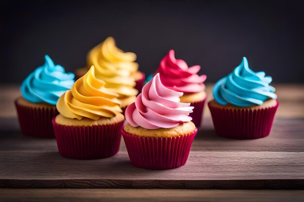 colorful cupcakes with delicious