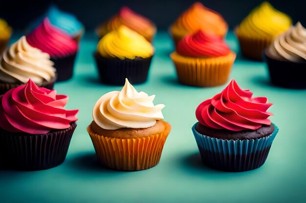 colorful cupcakes with delicious