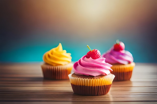 colorful cupcakes with delicious