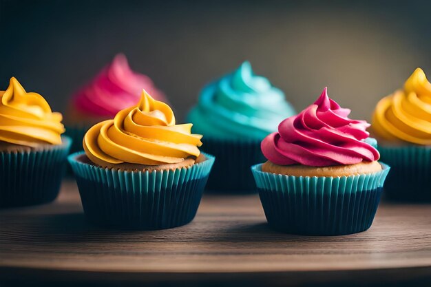 colorful cupcakes with delicious