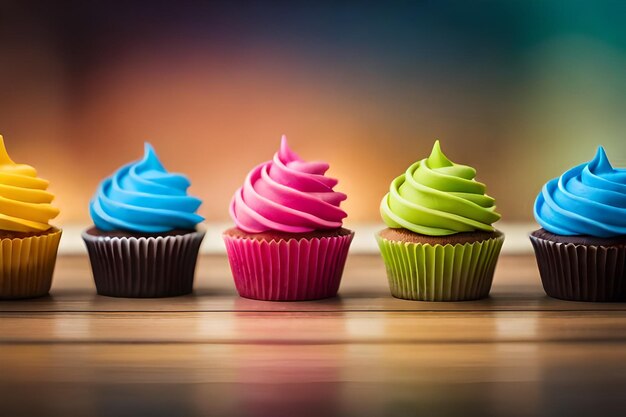 colorful cupcakes with delicious