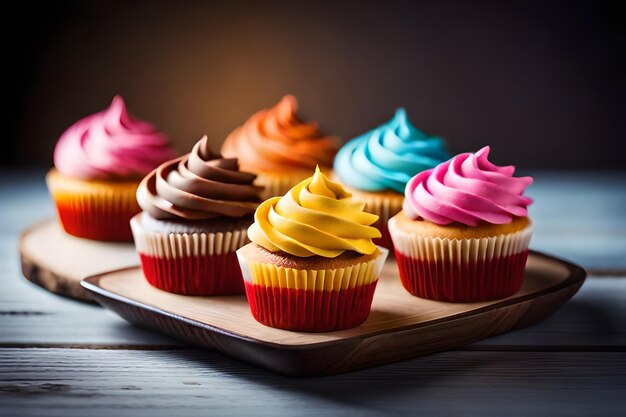 colorful cupcakes with delicious