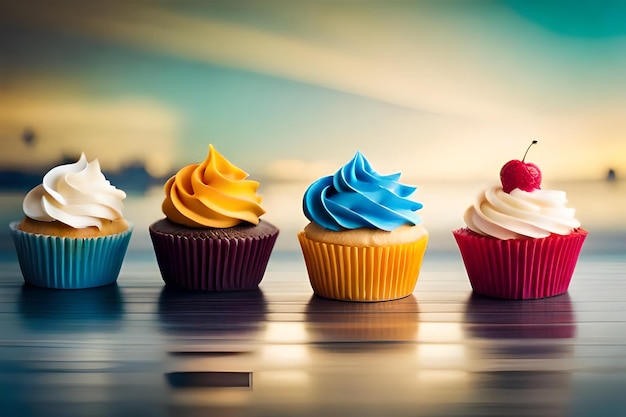 colorful cupcakes with delicious