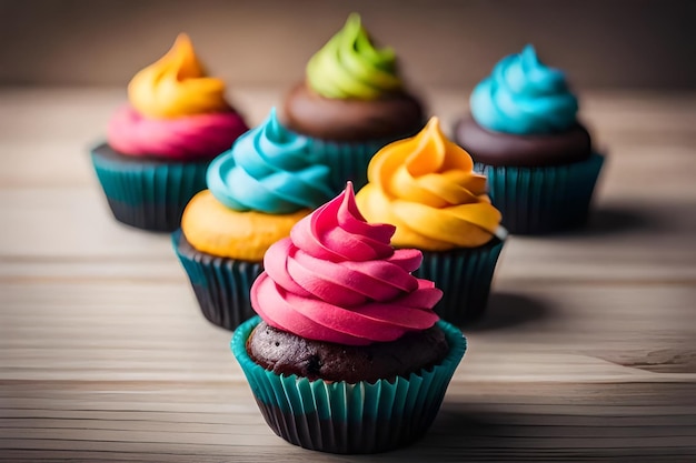 colorful cupcakes with delicious