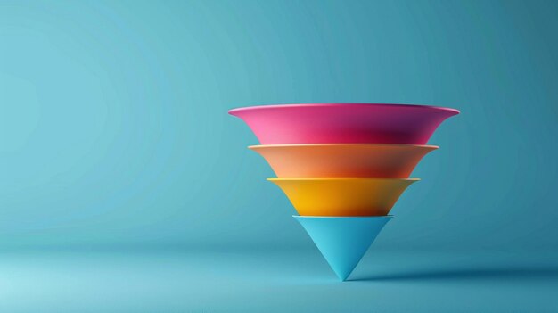 Photo colorful cups marketing funnel visualization