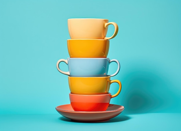 Colorful Cups Stacked on Top of Each Other