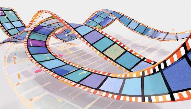 Colorful curve filmstrip cinema syle film strip background