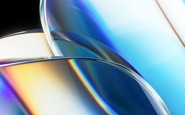 Colorful curve glass with dispersion 3d rendering