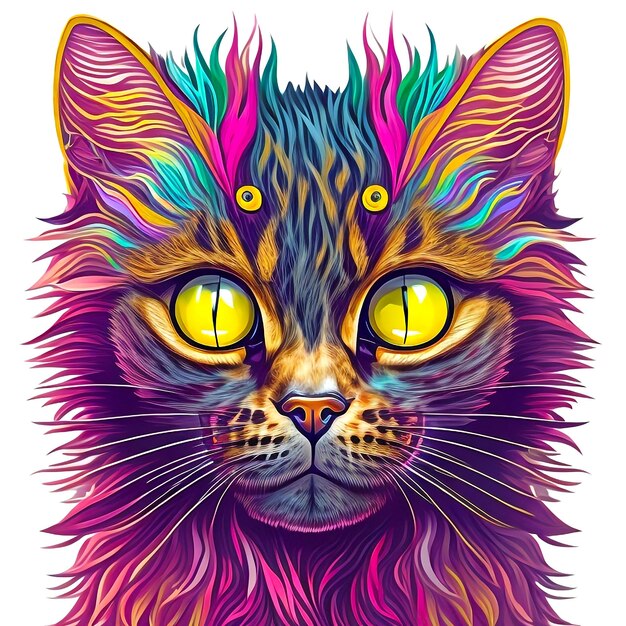 colorful cute cat face vibrant portraits of rainbow color