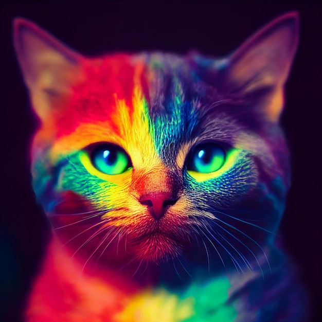 Colorful cute cat portrait