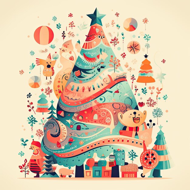 Foto clip art natalizio colorato e carino in vettori 4k