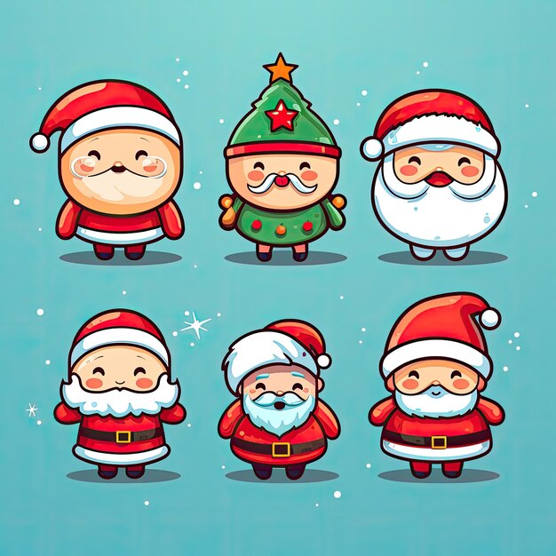 Photo colorful and cute christmas clip art in 4k vector