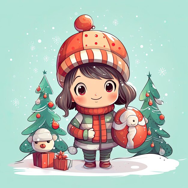 Photo colorful and cute christmas clip art in 4k vector